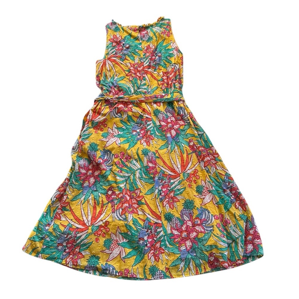 Talbots size 14 Textured Floral SMOCKED BELTED FIT & FLARE MIDI DRESS - Picture 12 of 16